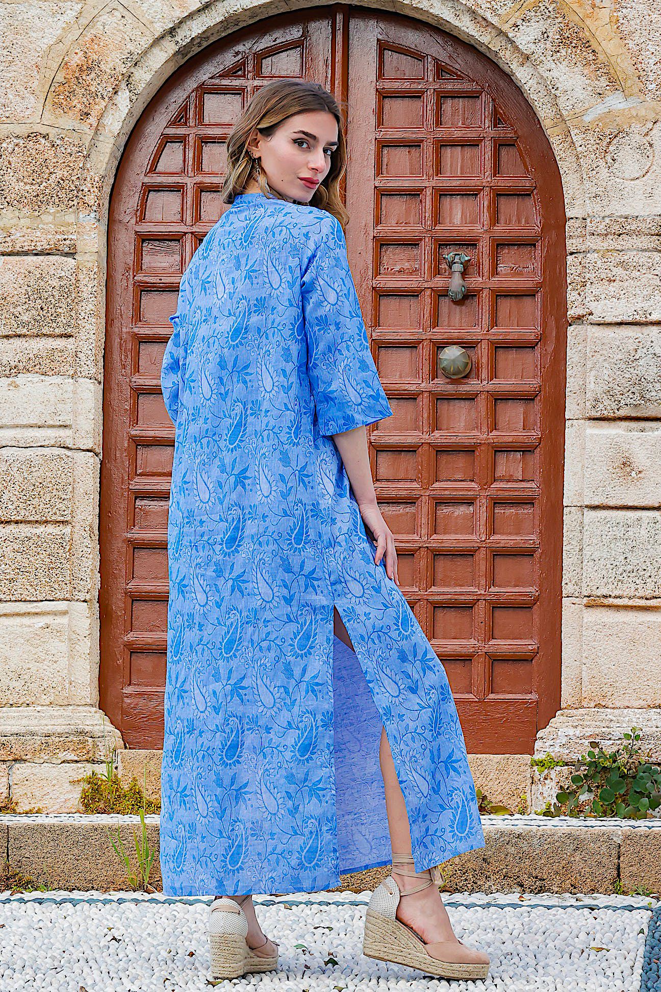 Long blue Kaftani dress