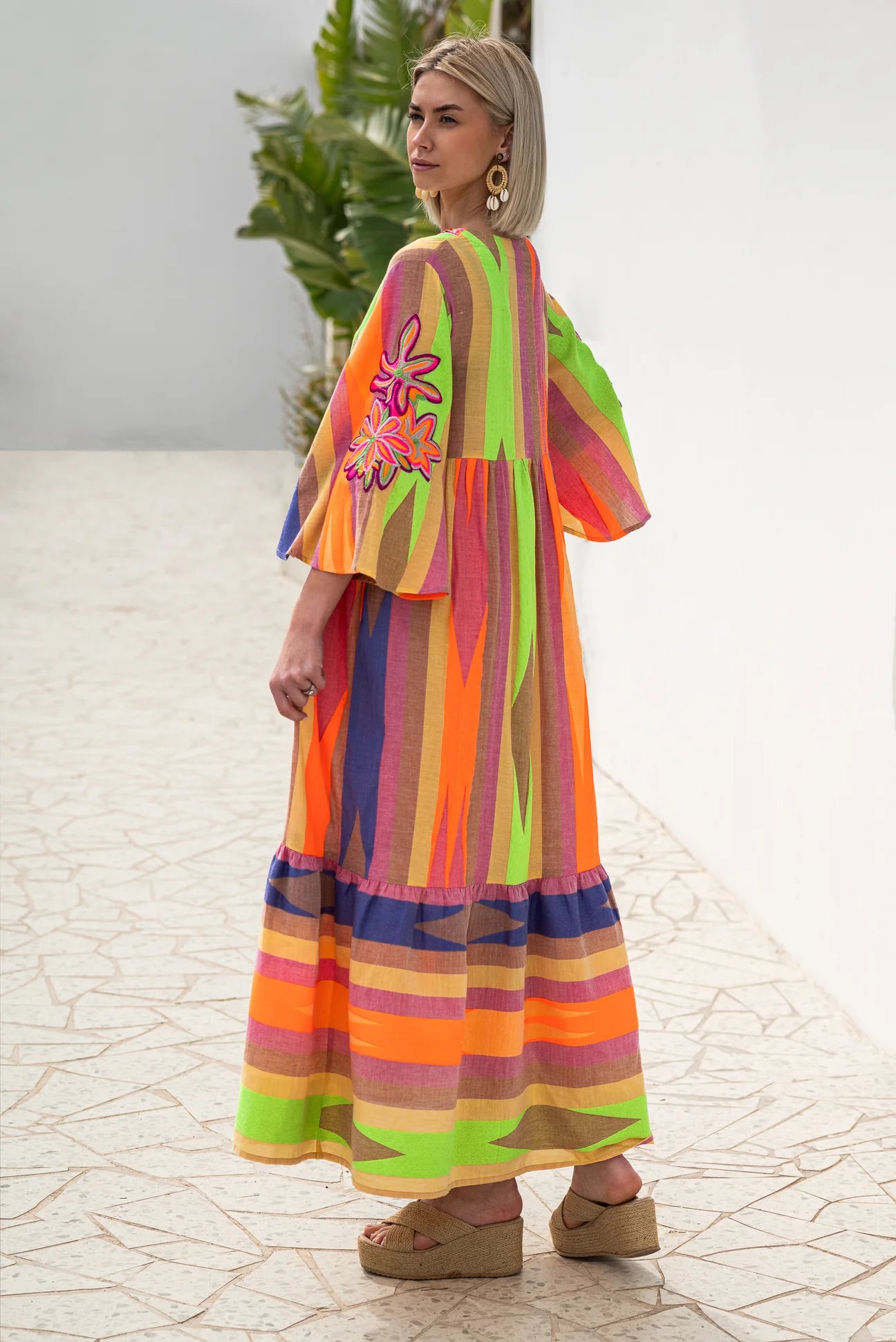 Multicolor hand embroidered long dress