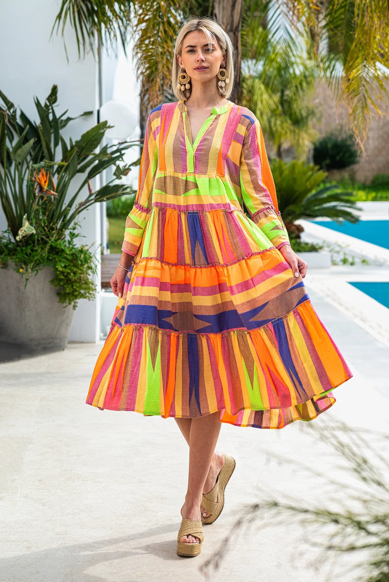 Multicolor mid length dress