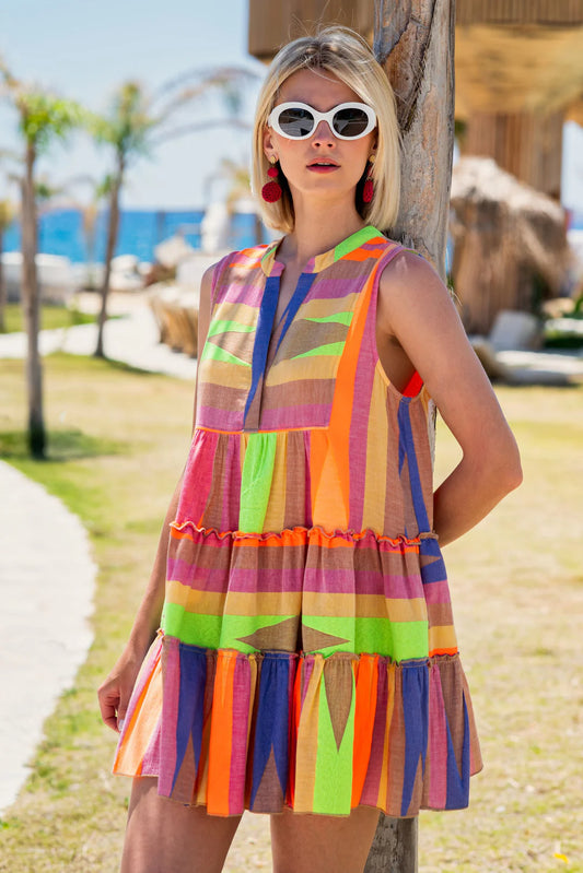 Multicolor sleeveless short dress