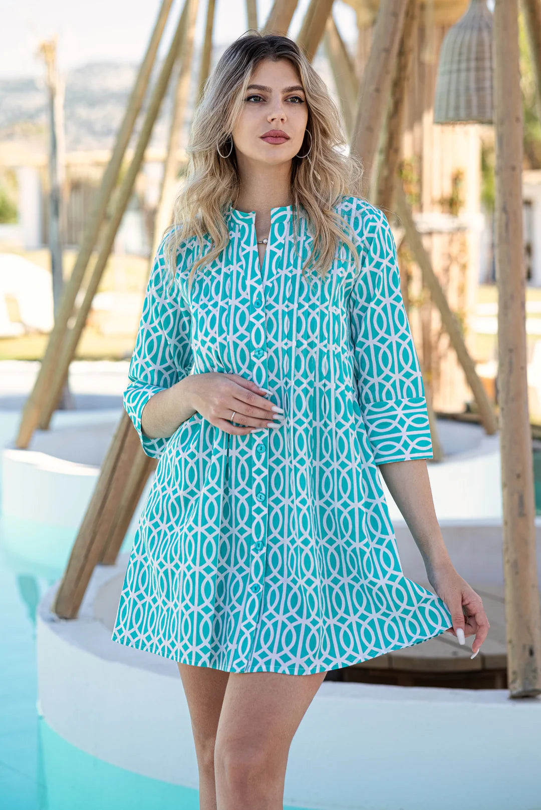 Geometric shirt dress