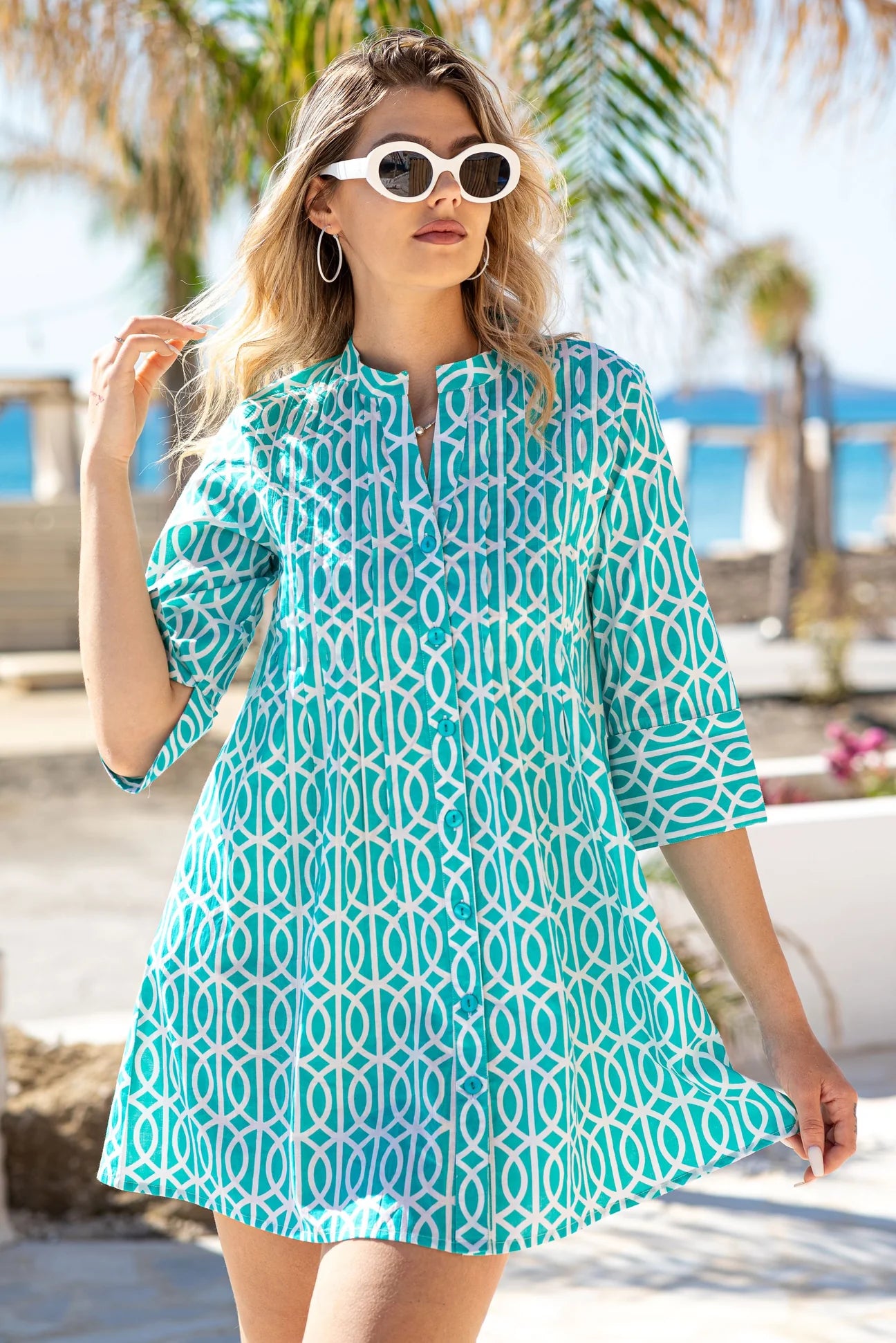 Geometric shirt dress